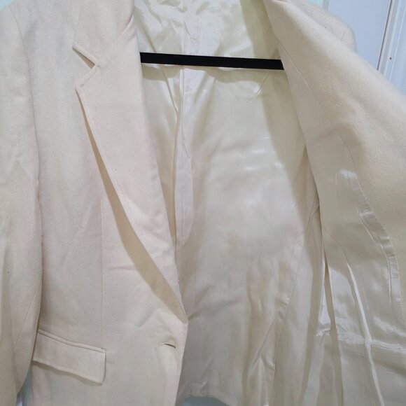 Cross Country Fashions Vintage Cream Wool Blazer 100% Wool Lined Classic - Picture 8 of 10